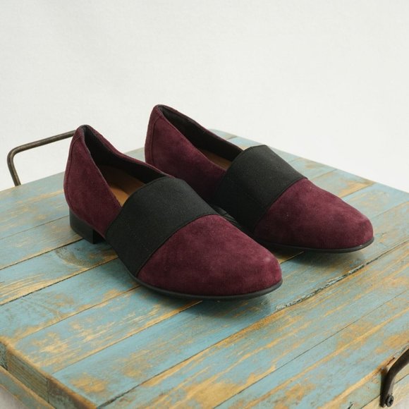 Clarks Shoes - Clarks Unstructured Womens Un Blush Loafers Size 5 M Burgundy Red Black Suede